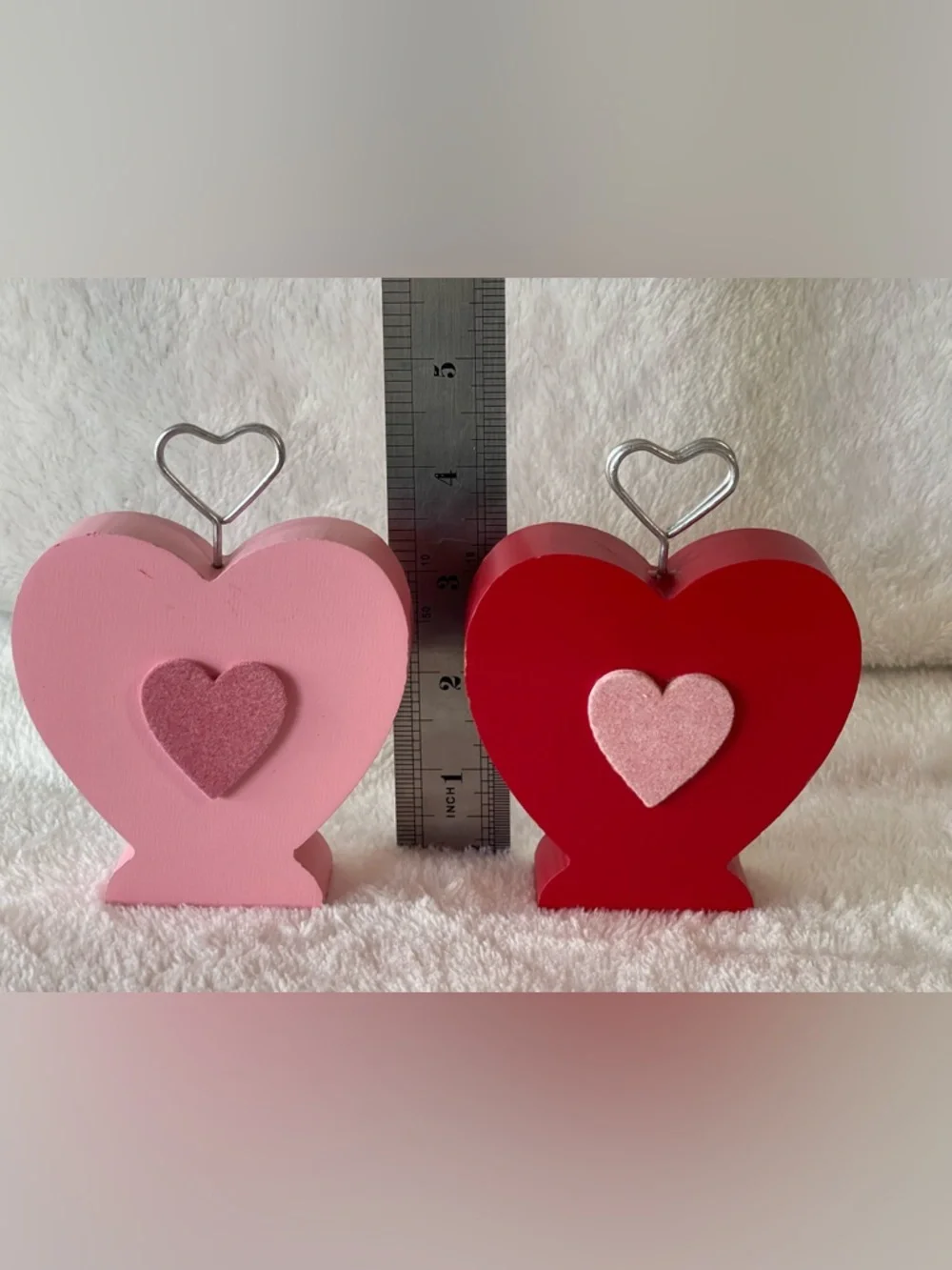 Pink and Red Heart Photo Holders - Set of 2